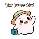 Time for vacation! · Soft Ghost sticker from Chat Reactions