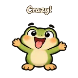 Crazy! · Tiny Frog sticker from Chat Reactions