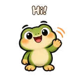 Hi! · Tiny Frog sticker from Chat Reactions