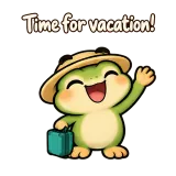 Time for vacation! · Tiny Frog sticker from Chat Reactions