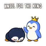 Kneeling for the King · Awkward Penguin sticker from Express Yourself