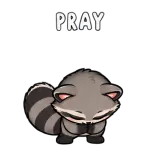 Pray · Chaos Raccoon sticker from Express Yourself