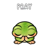 Pray · Tiny Frog sticker from Express Yourself