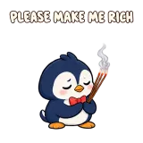 PLEASE MAKE ME RICH · Awkward Penguin sticker from Express Yourself