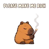 PLEASE MAKE ME RICH · Capybara sticker from Express Yourself