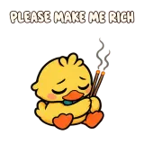 PLEASE MAKE ME RICH · Office Duck sticker from Express Yourself