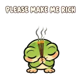 PLEASE MAKE ME RICH · Tiny Frog sticker from Express Yourself