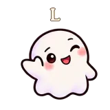 L · Soft Ghost sticker from Chat Reactions