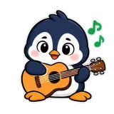 Guitar Jam · Awkward Penguin sticker from Express Yourself