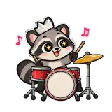 Drum Beat · Chaos Raccoon sticker from Express Yourself