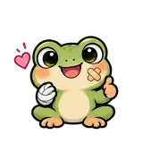 All Patched Up · Tiny Frog sticker from Express Yourself