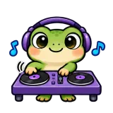 DJ Time · Tiny Frog sticker from Express Yourself