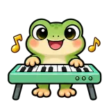 Piano Time · Tiny Frog sticker from Express Yourself