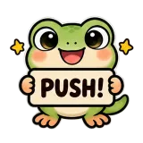 PUSH! · Tiny Frog sticker from Chat Signs
