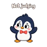 Not judging · Awkward Penguin sticker from Express Yourself