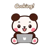 Cooking! · Little Bear · Laptop sticker from Chat Reactions