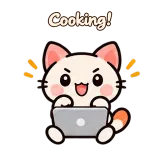 Cooking! · Kitten Club · Laptop sticker from Chat Reactions
