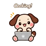 Cooking! · Puppy Pals · Laptop sticker from Chat Reactions
