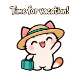 Time for vacation! · Kitten Club sticker from Chat Reactions