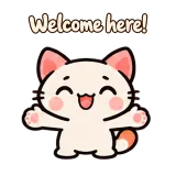 Welcome here! · Kitten Club sticker from Chat Reactions