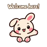 Welcome here! · Pocket Friends sticker from Chat Reactions