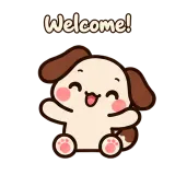 Welcome! · Puppy Pals sticker from Chat Reactions