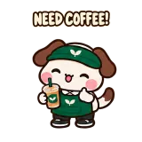 Iced Coffee Ready sticker from Puppy Pals