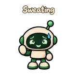 Sweating · Little Bots sticker from Chat Reactions