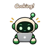 Cooking! · Little Bots · Laptop sticker from Chat Reactions