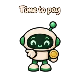 Time to pay · Little Bots sticker from Chat Reactions