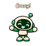 Crazy! · Little Bots sticker from Chat Reactions