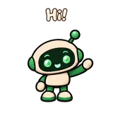 Hi! · Little Bots sticker from Chat Reactions
