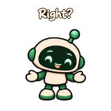 Right? · Little Bots sticker from Chat Reactions
