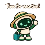 Time for vacation! · Little Bots sticker from Chat Reactions