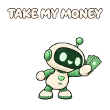 TAKE MY MONEY · Little Bots sticker from Express Yourself
