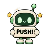PUSH! · Little Bots sticker from Chat Signs