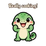 Really cooking! · mssgs Mascot · Standing sticker from Chat Reactions