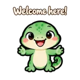Welcome here! · mssgs Mascot sticker from Chat Reactions