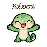 Welcome! · mssgs Mascot sticker from Chat Reactions