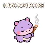 PLEASE MAKE ME RICH · Little Hippo sticker from Express Yourself